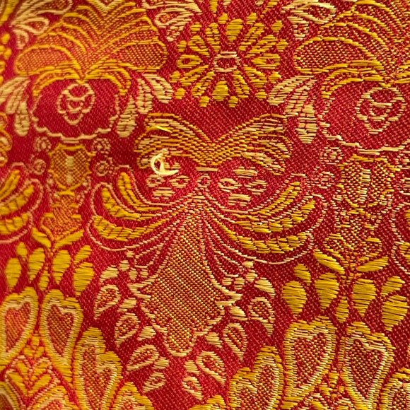 Vintage Y2K Strapless Dress Iridescent Red Gold Ribbon Bow Tie Belt Small A-Line - Picture 12 of 14